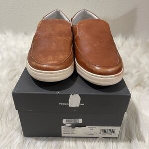 Men’s Vince Camuto Jestino British Tan Washed Leather Slip On Shoes Size 8 US